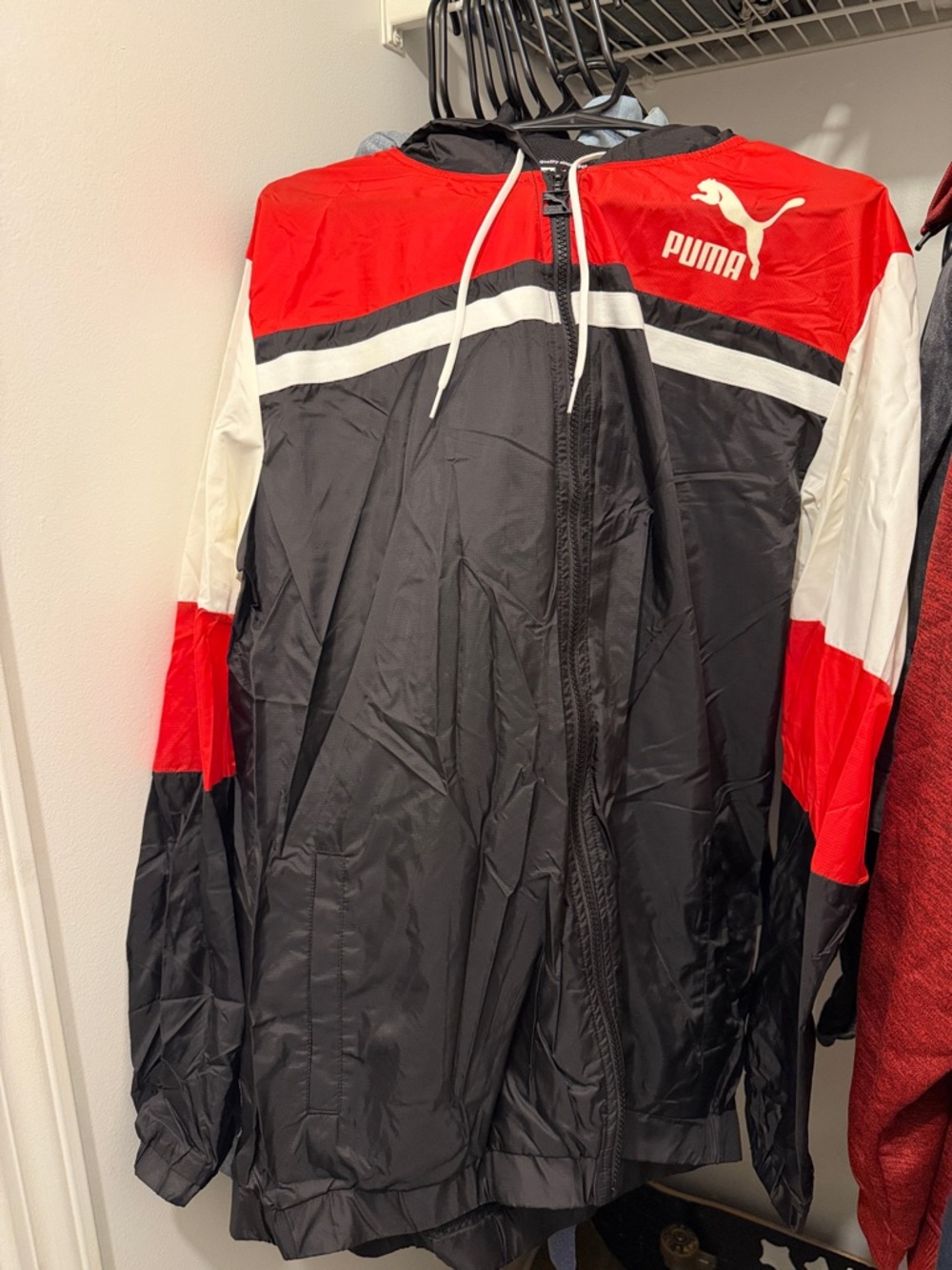 Puma Black Red White Colorblock Windbreaker Jacket